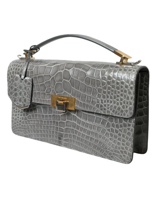 Balenciaga – Alligator Medium Shoulder Bag Gray