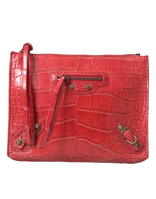 Balenciaga – Exotic Red Alligator Leather Clutch