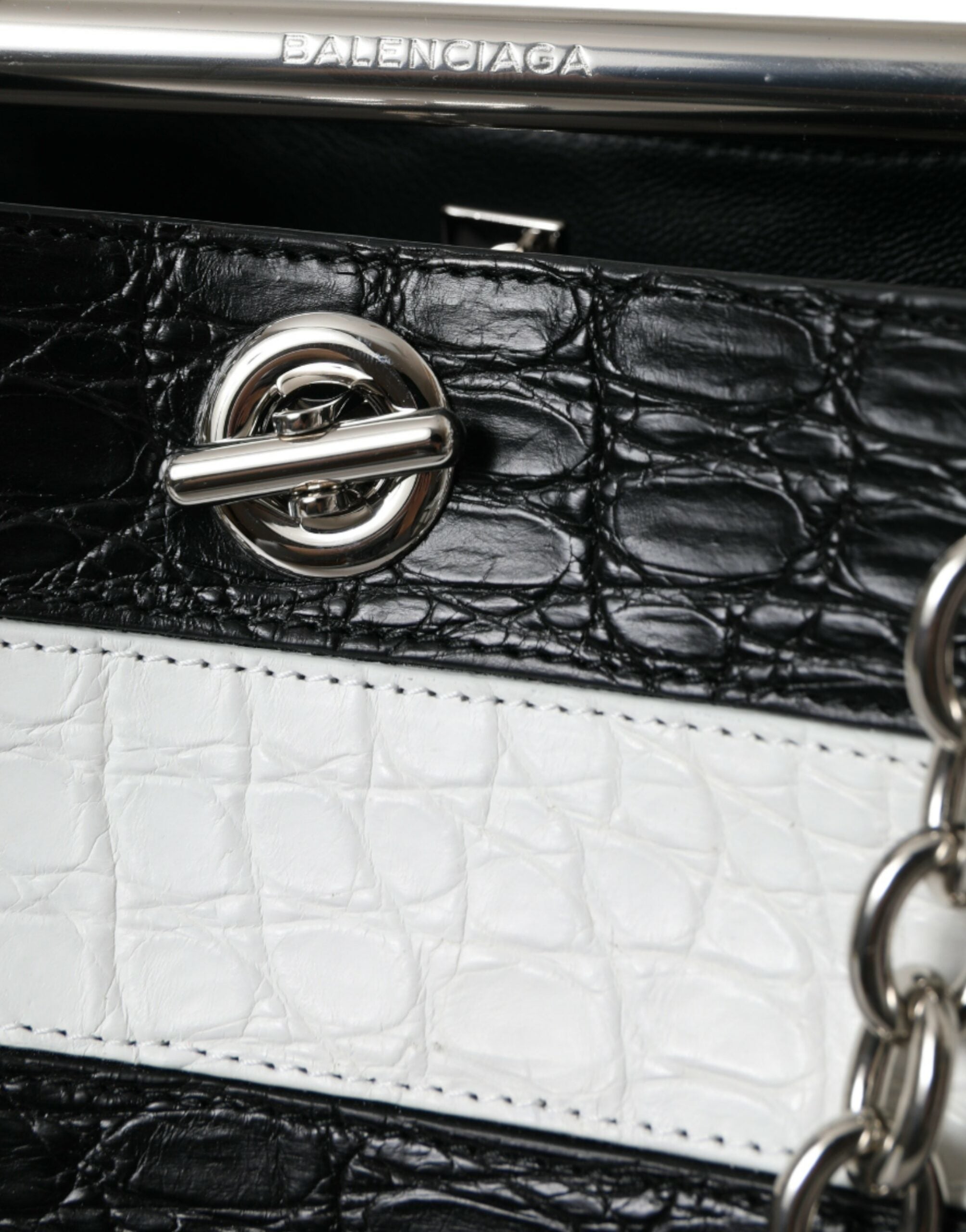 Balenciaga – Crocodile Maxi Bucket Bag Black & White