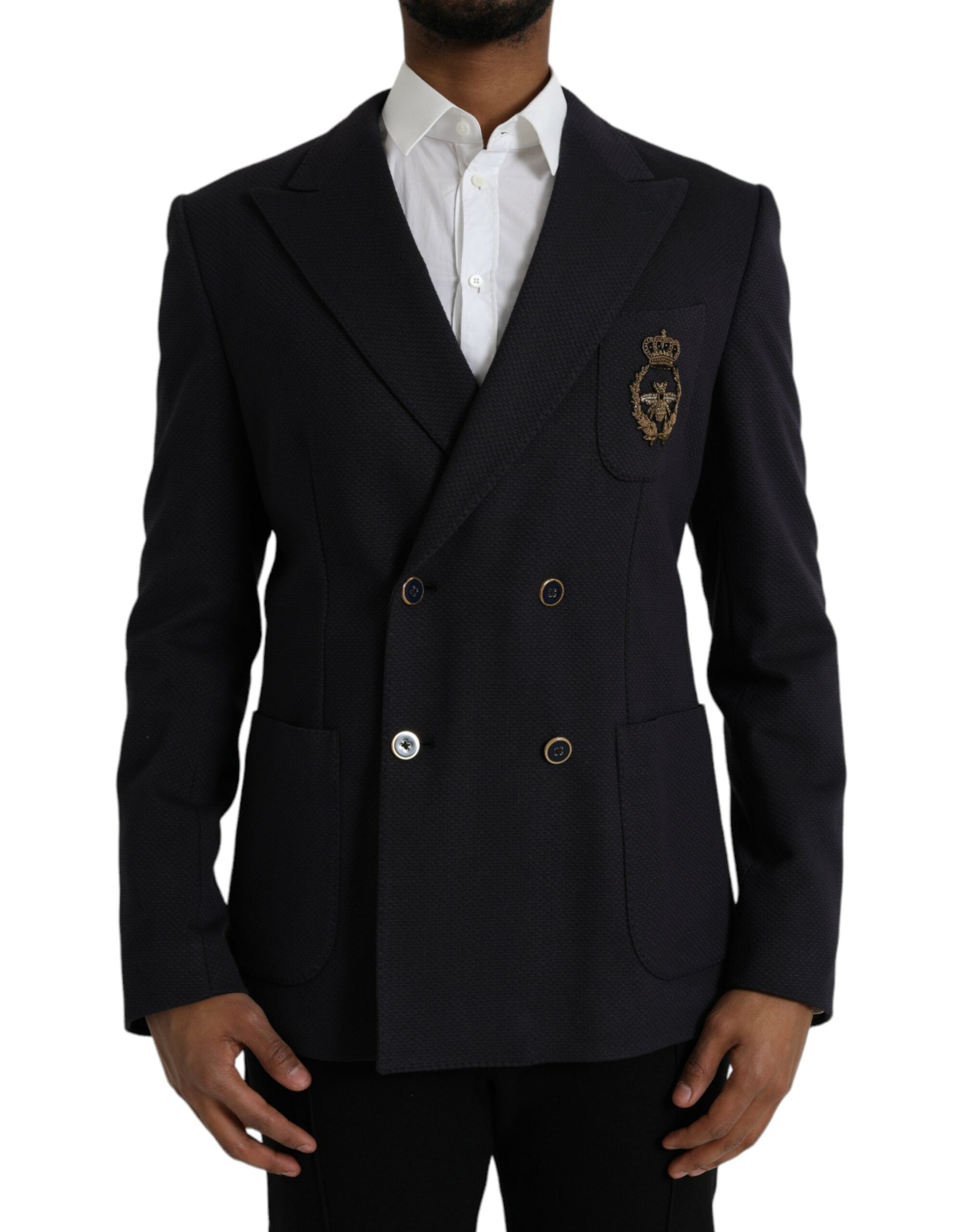 Dolce & Gabbana - Dark Blue Crown Bee Double Breasted Blazer