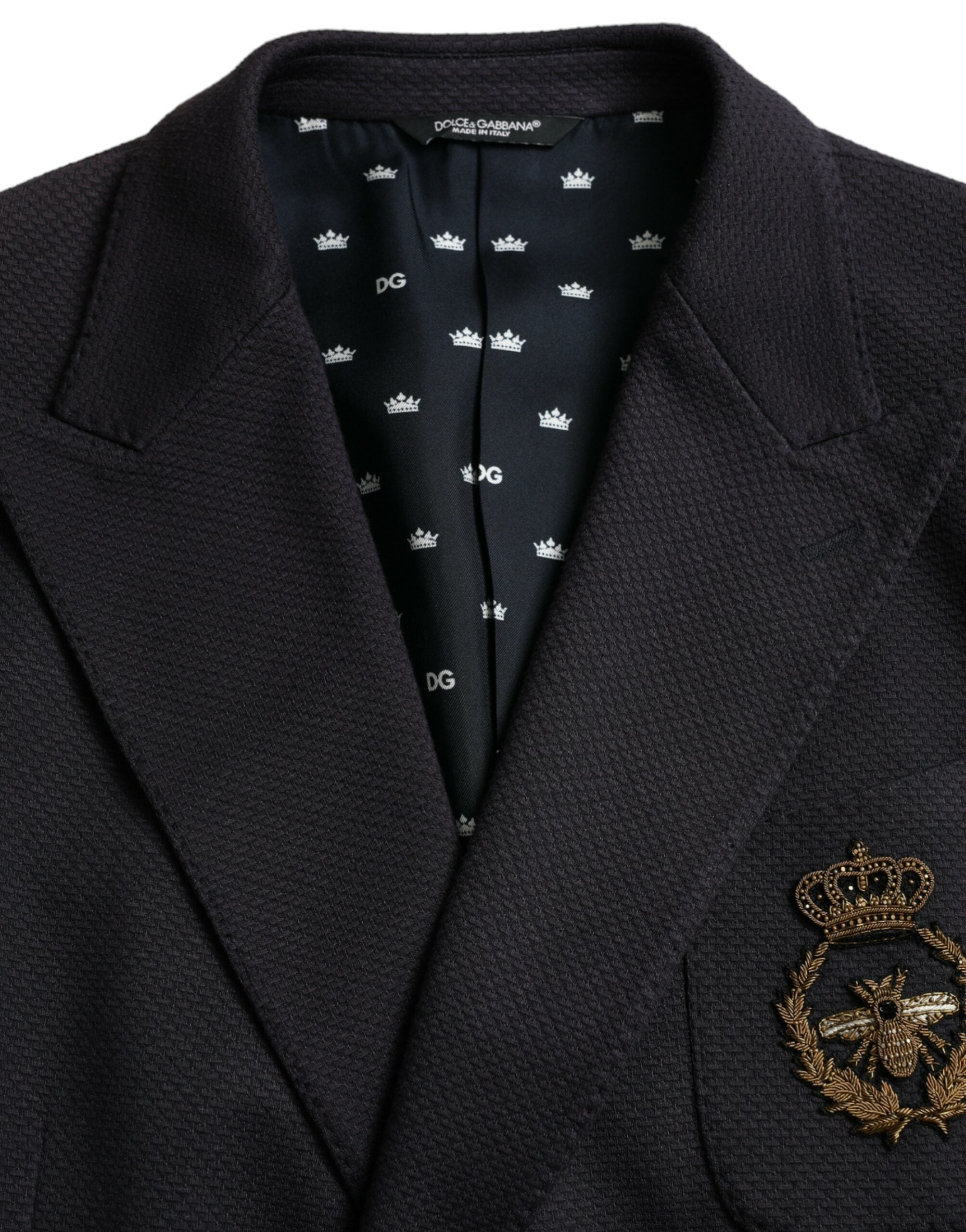 Dolce & Gabbana - Dark Blue Crown Bee Double Breasted Blazer