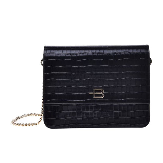 Baldinini – Black Python-Print Crossbody Bag