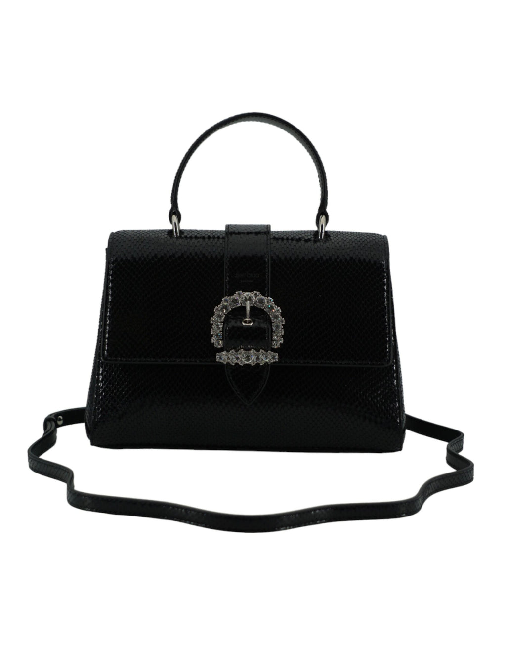 Jimmy Choo – Black Cheri Lizard Leather Top Handle Bag
