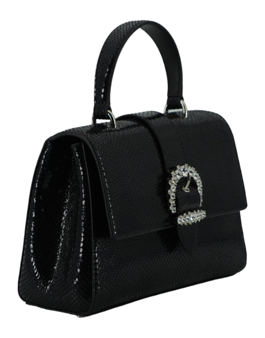 Jimmy Choo – Black Cheri Lizard Leather Top Handle Bag