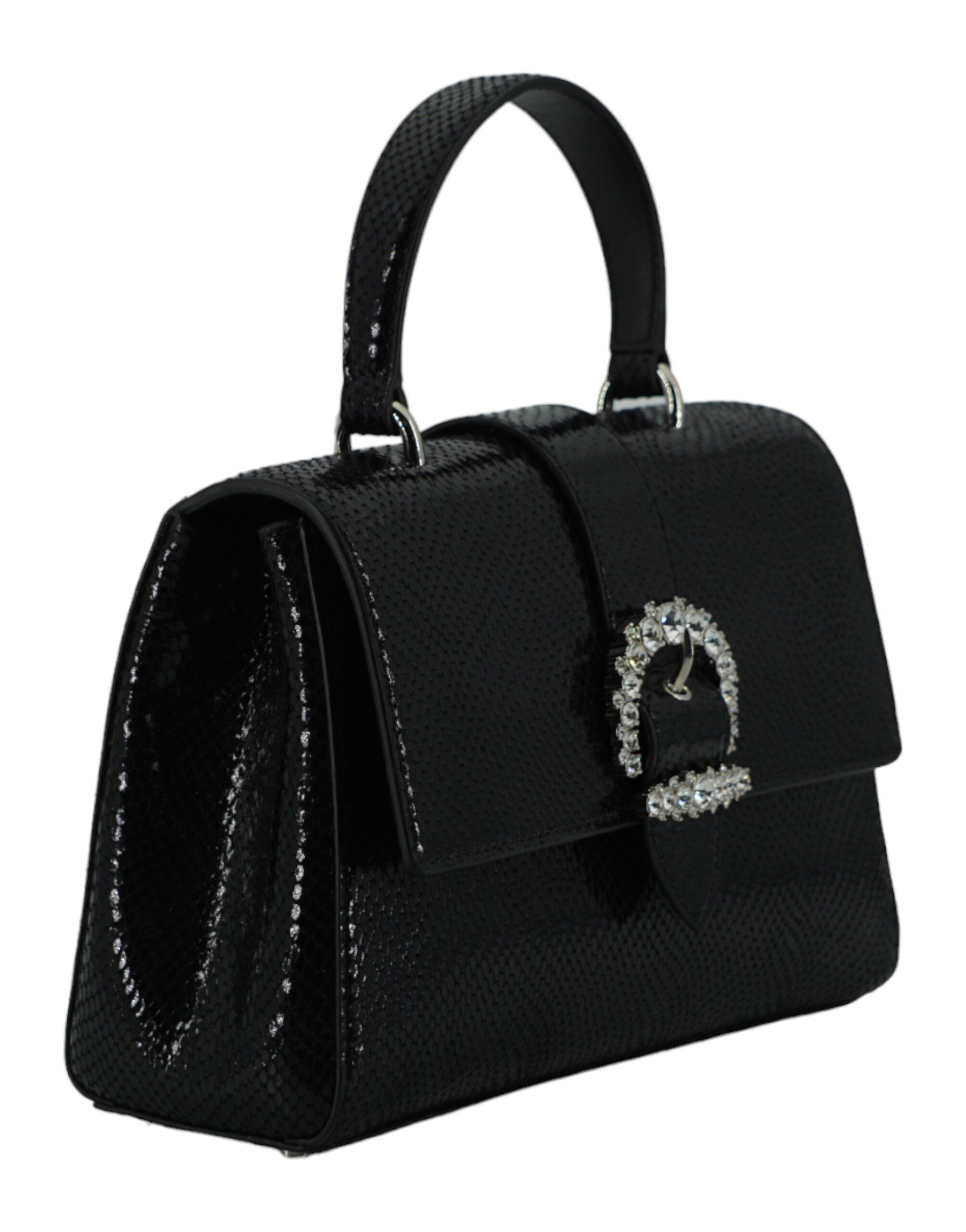 Jimmy Choo – Black Cheri Lizard Leather Top Handle Bag