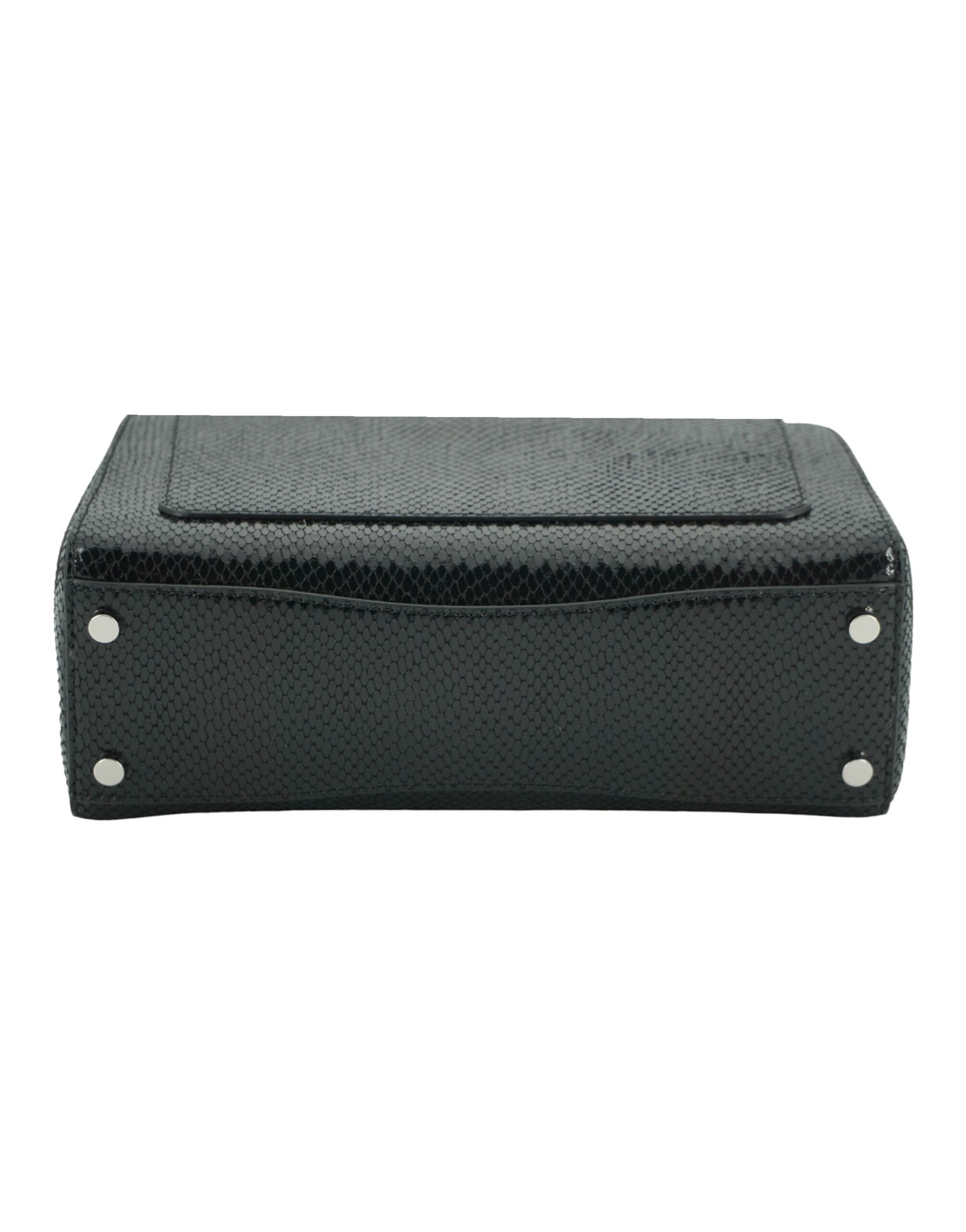 Jimmy Choo – Black Cheri Lizard Leather Top Handle Bag