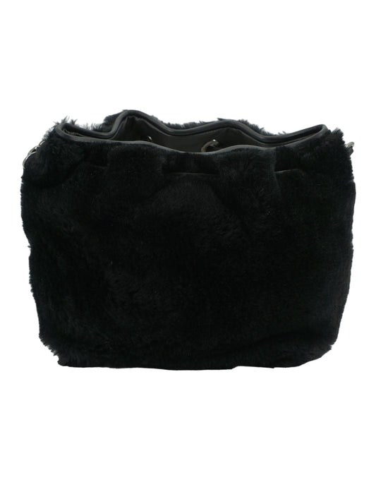 Jimmy Choo – Black Leather & Fabric Top Handle Bag