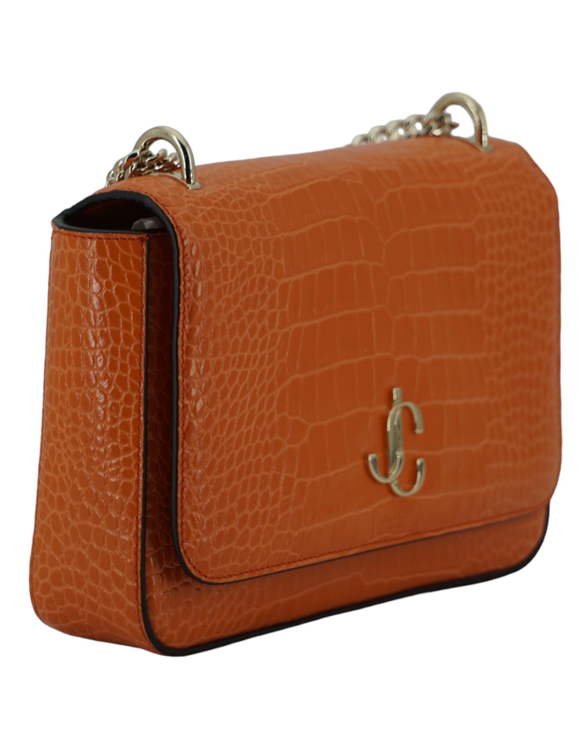 Jimmy Choo – Amber Orange Croc-Embossed Shoulder Bag