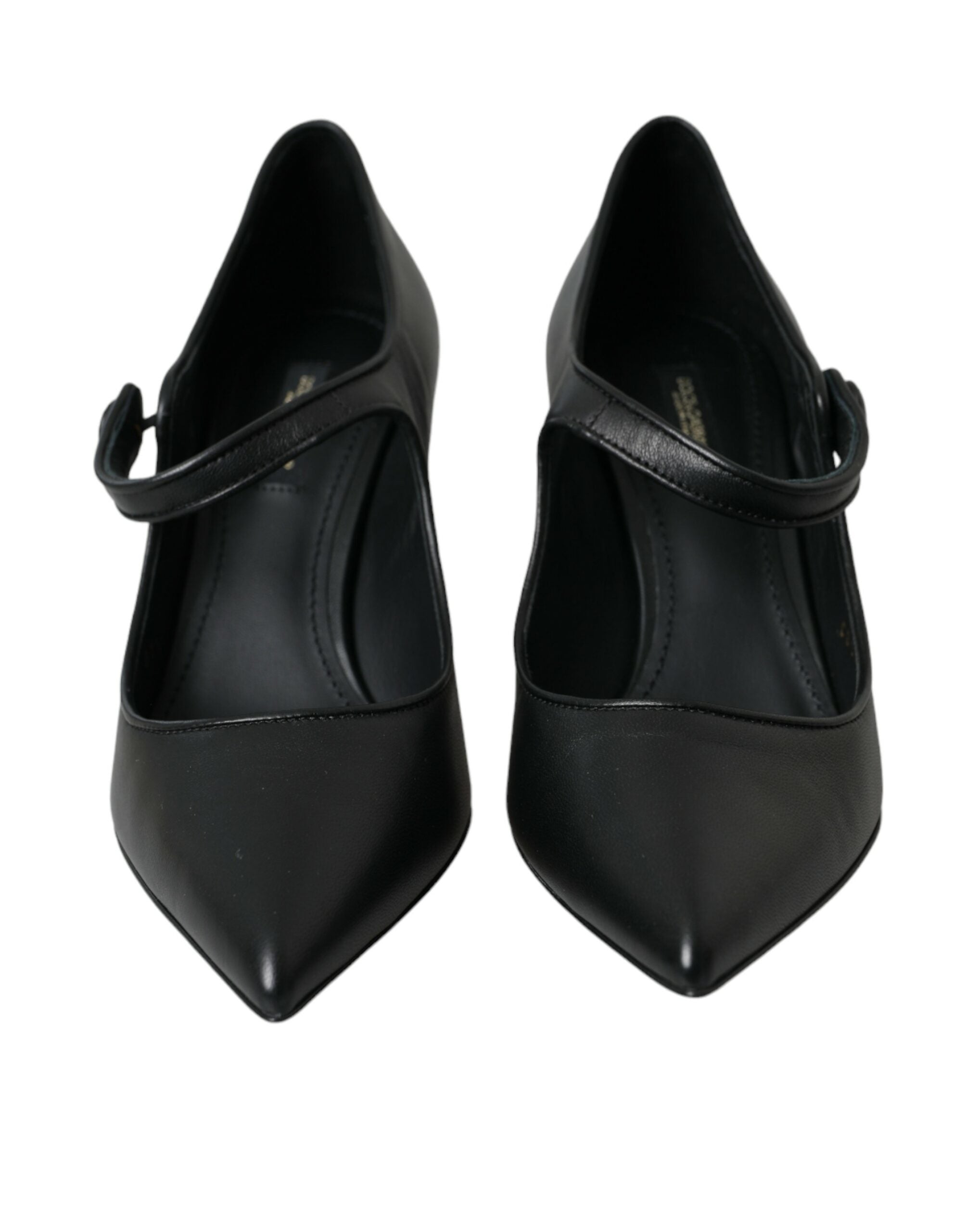 Dolce & Gabbana - Black Leather Logo Heels Mary Janes Pumps Shoes