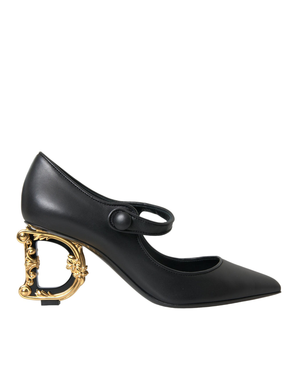 Dolce & Gabbana - Black Leather Logo Heels Mary Janes Pumps Shoes