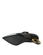 Dolce & Gabbana - Black Leather Logo Heels Mary Janes Pumps Shoes