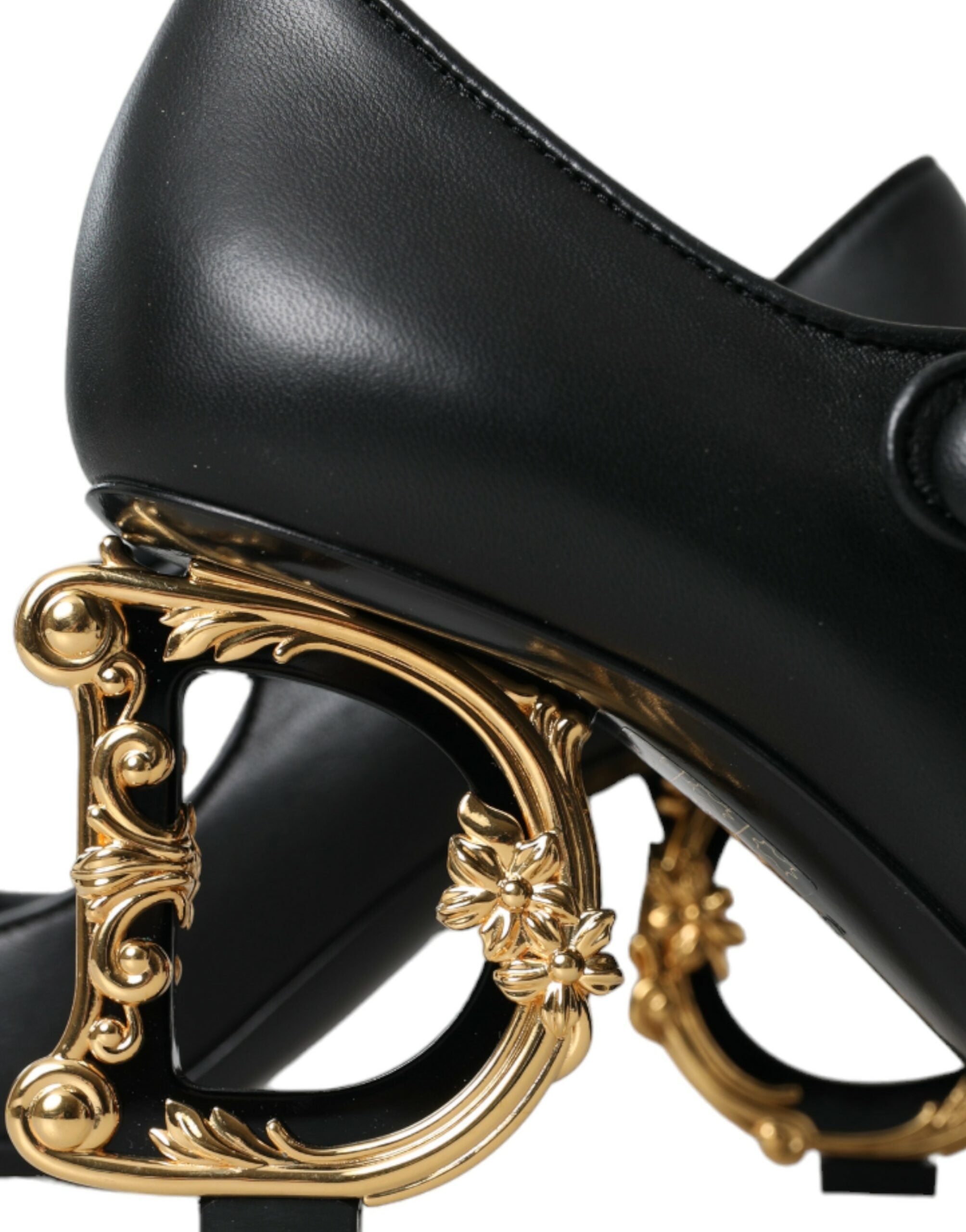 Dolce & Gabbana - Black Leather Logo Heels Mary Janes Pumps Shoes