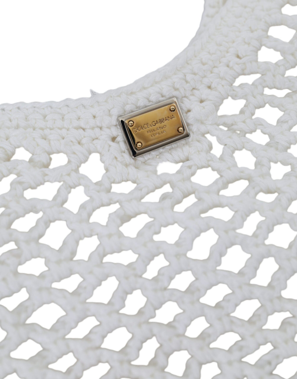 Dolce & Gabbana - White Green Knitted Cotton Logo Shopping Tote Bag