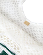 Dolce & Gabbana - White Green Knitted Cotton Logo Shopping Tote Bag