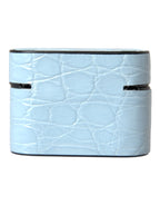 Dolce & Gabbana - Light Blue Leather Metal Logo Plaque Airpods Case