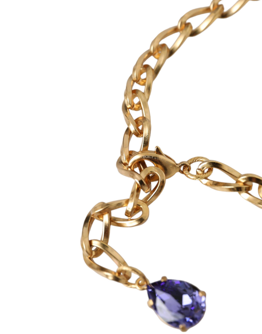 Dolce & Gabbana - Gold Brass Crystal Purple Pink Pearl Pendants Necklace