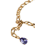 Dolce & Gabbana - Gold Brass Crystal Purple Pink Pearl Pendants Necklace