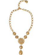 Dolce & Gabbana - Gold Brass Crystal Purple Pink Pearl Pendants Necklace