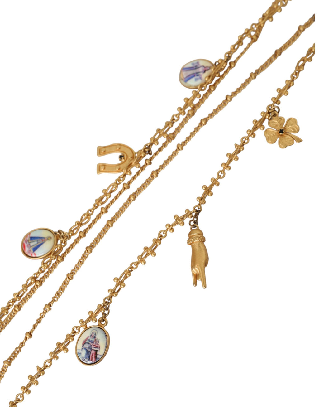 Dolce & Gabbana - Gold Tone Chain Brass Charm Statement Sicily Necklace