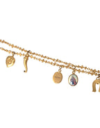 Dolce & Gabbana - Gold Tone Chain Brass Charm Statement Sicily Necklace