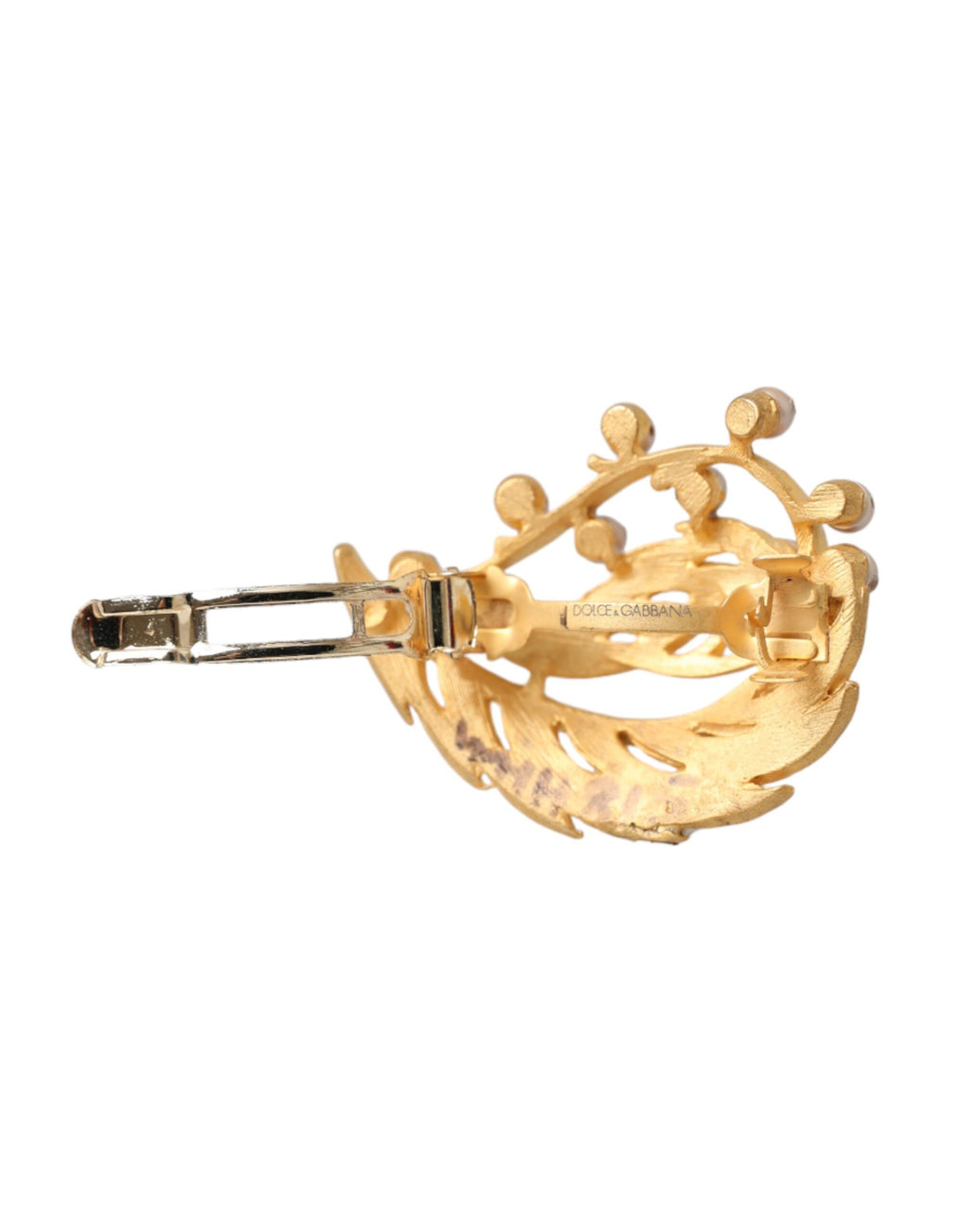 Dolce & Gabbana - Gold Brass Leaf Embellished Jewelry Brooch Hair Pin