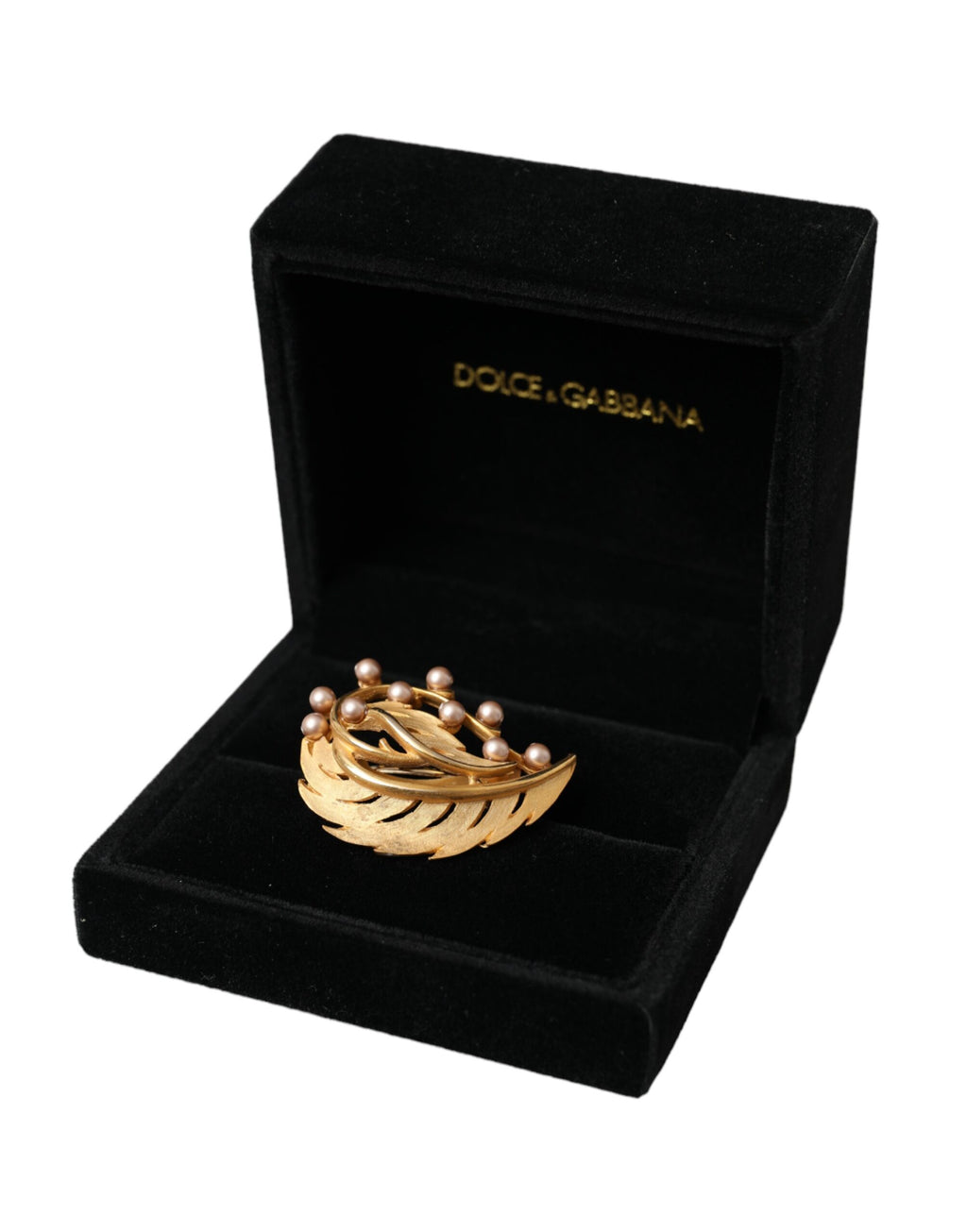 Dolce & Gabbana - Gold Brass Leaf Embellished Jewelry Brooch Hair Pin