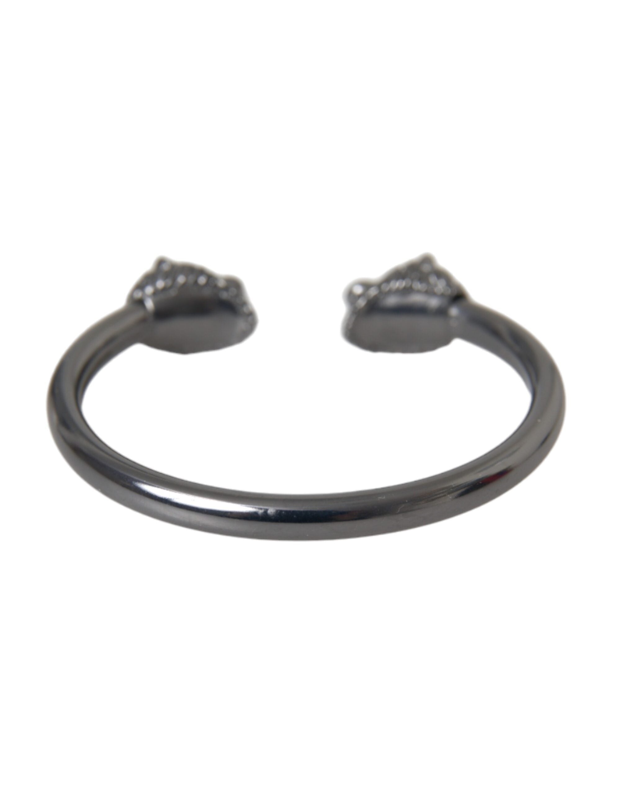 Nialaya - Black Rhodium Lion Bangle Bracelet Women