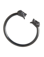 Nialaya - Black Rhodium Lion Bangle Bracelet Women