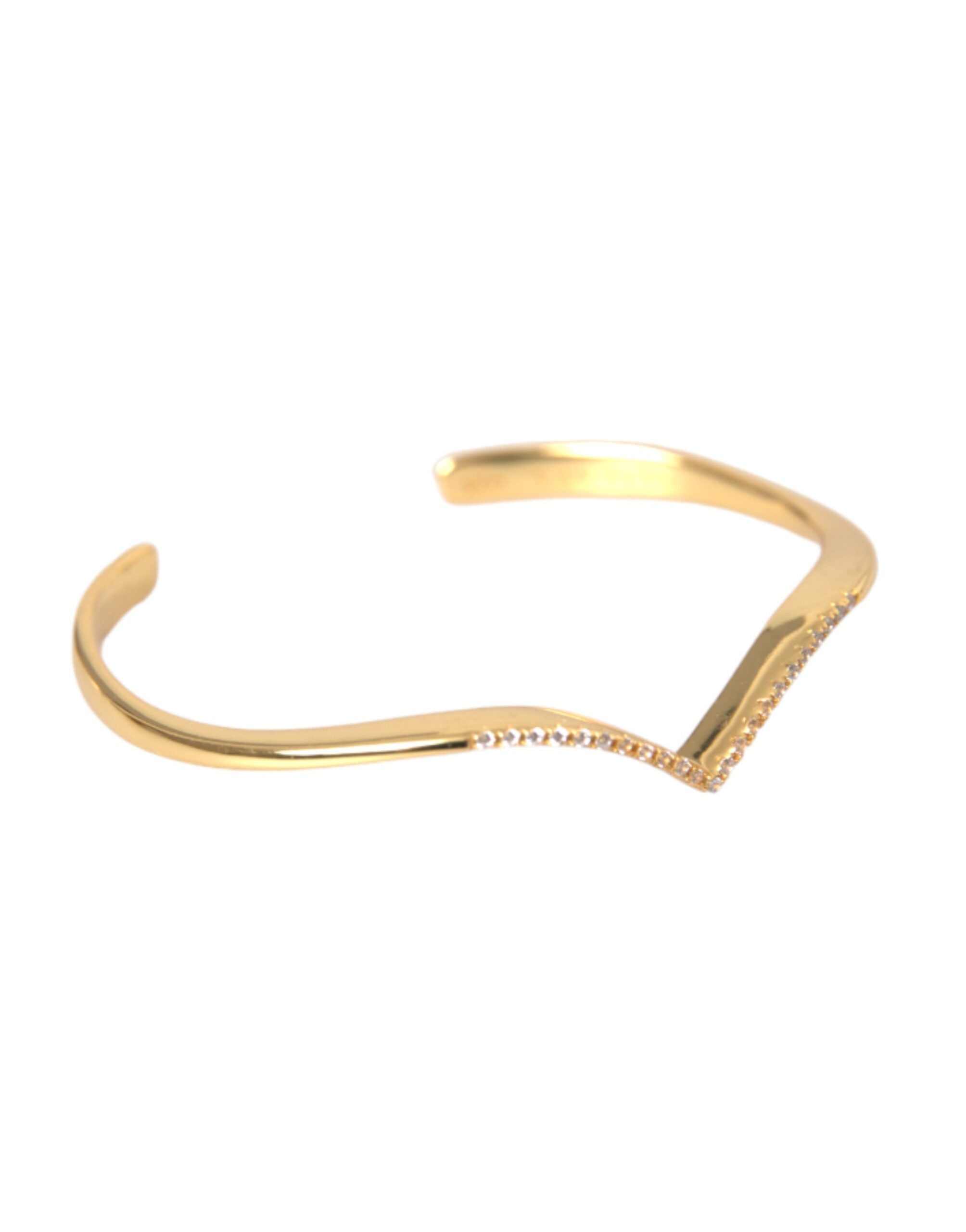 Nialaya - Arched Wing Cuff Skyfall Gold CZ 925 Bracelet