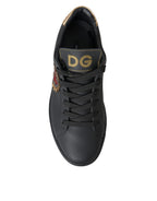 Dolce & Gabbana – Black Leather Heart Embellished Sneakers