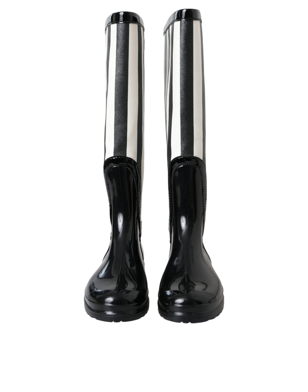 Dolce & Gabbana - Black Rubber Knee High Flat Boots Shoes