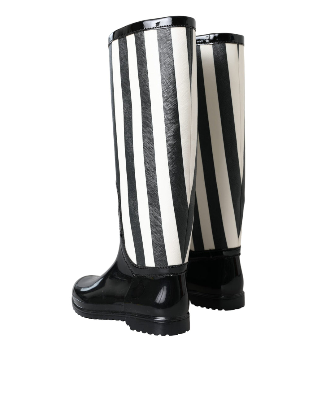 Dolce & Gabbana - Black Rubber Knee High Flat Boots Shoes