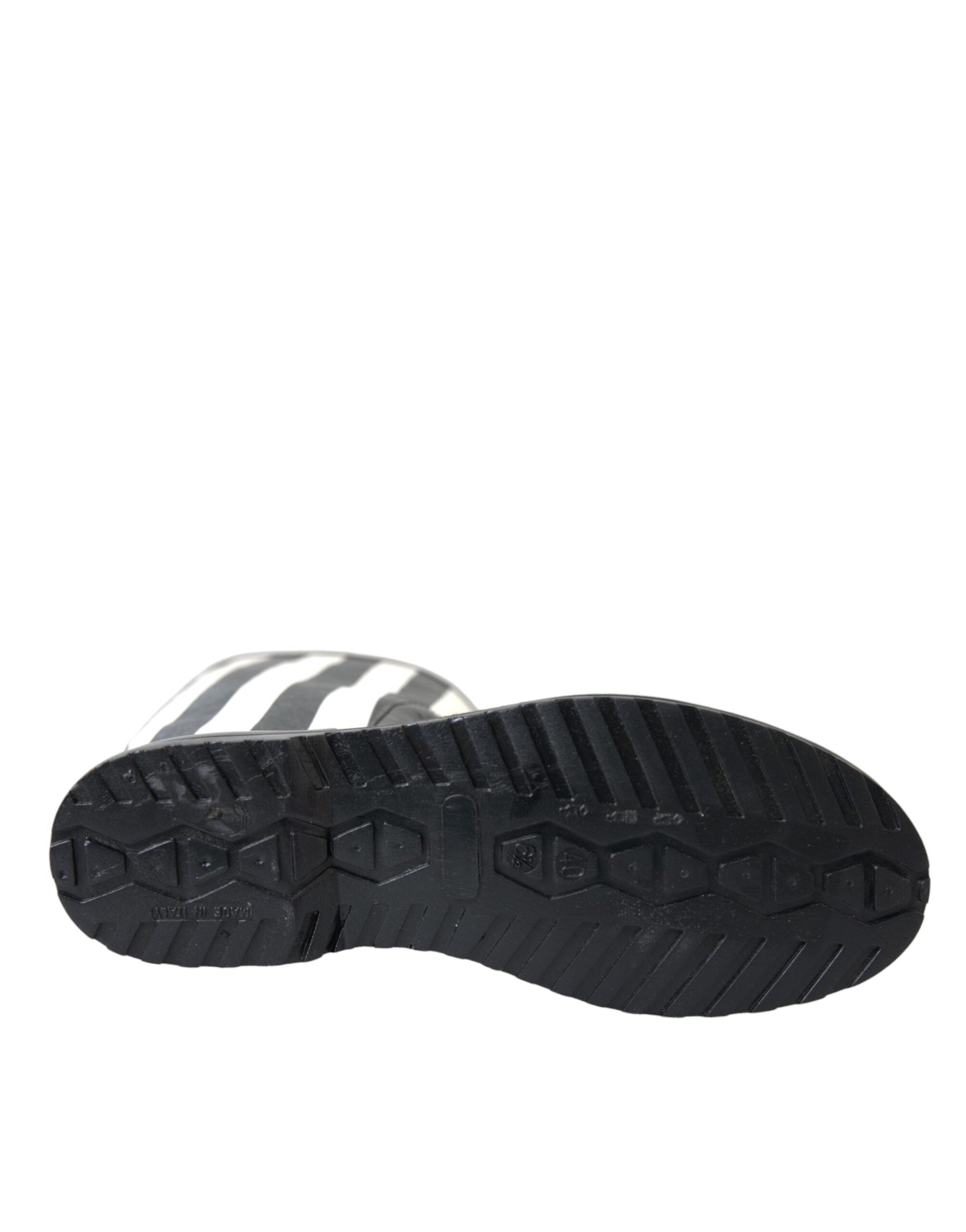 Dolce & Gabbana - Black Rubber Knee High Flat Boots Shoes