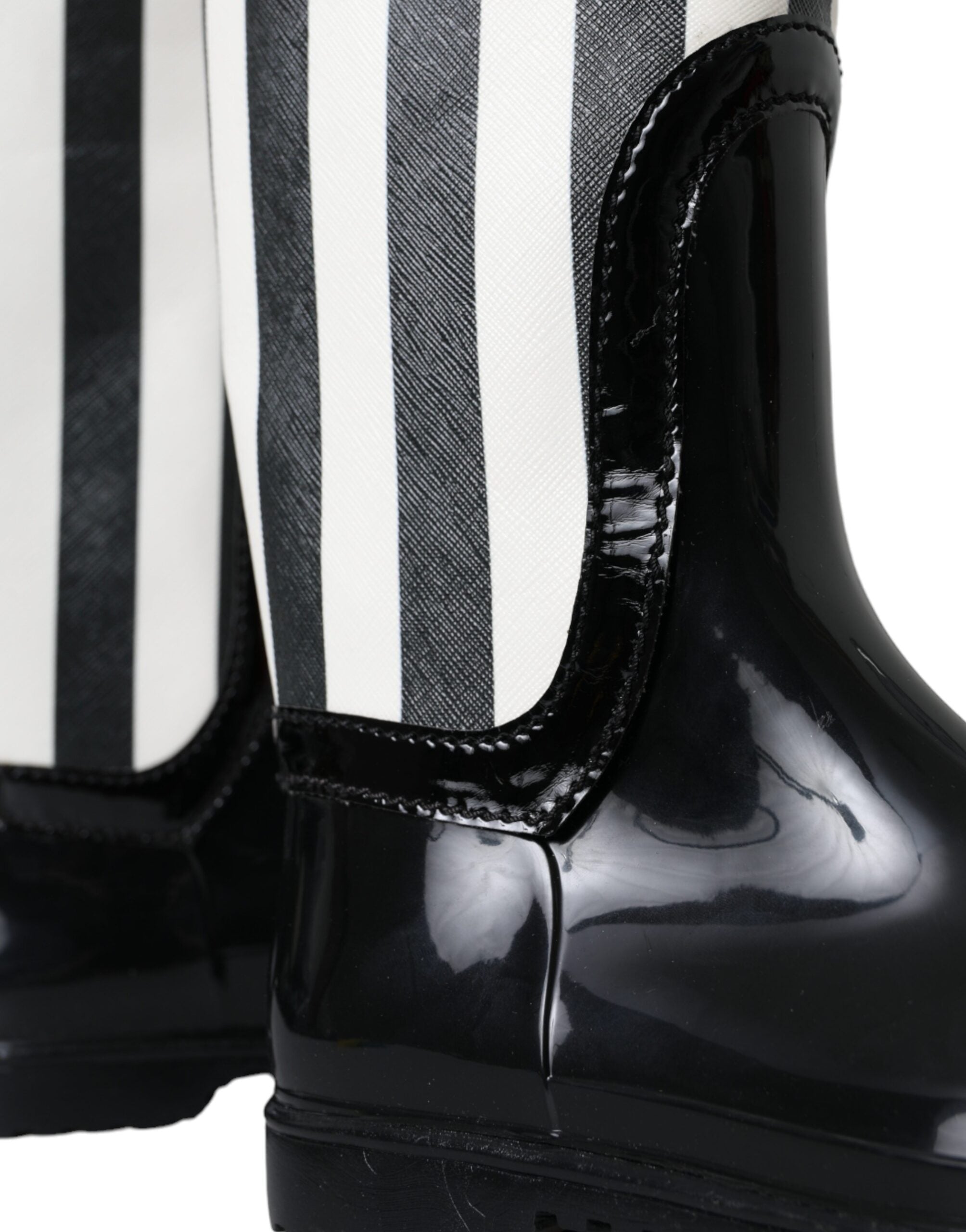 Dolce & Gabbana - Black Rubber Knee High Flat Boots Shoes