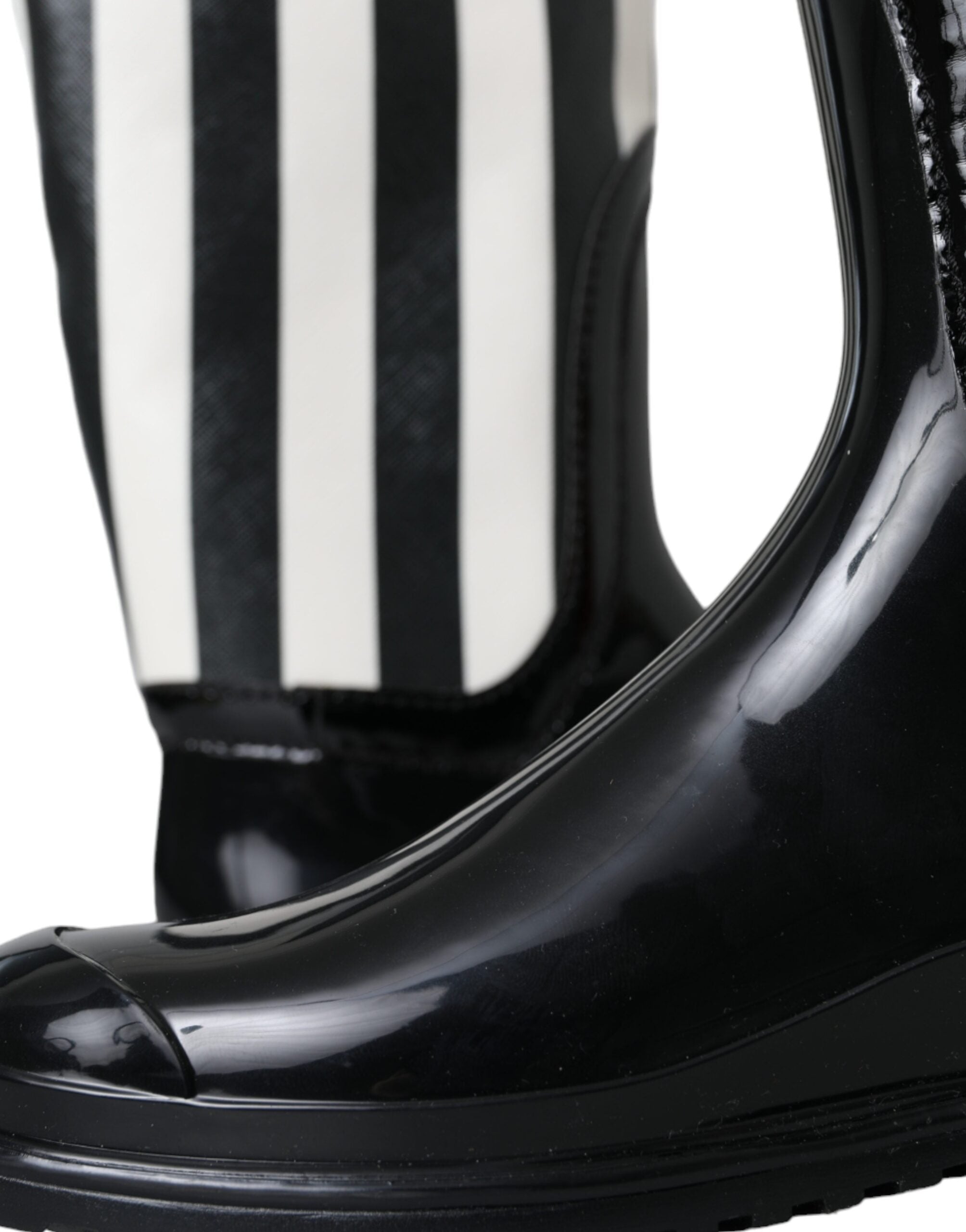 Dolce & Gabbana - Black Rubber Knee High Flat Boots Shoes