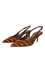 Dolce & Gabbana – Black Orange Zebra Pony Hair Slingbacks