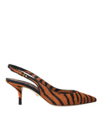 Dolce & Gabbana – Black Orange Zebra Pony Hair Slingbacks