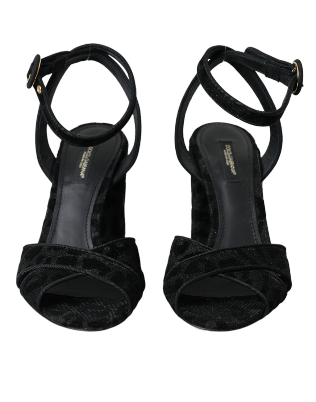 Dolce & Gabbana – Black Leopard Suede Block Heel Sandals