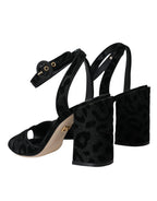 Dolce & Gabbana – Black Leopard Suede Block Heel Sandals