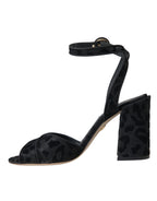 Dolce & Gabbana – Black Leopard Suede Block Heel Sandals