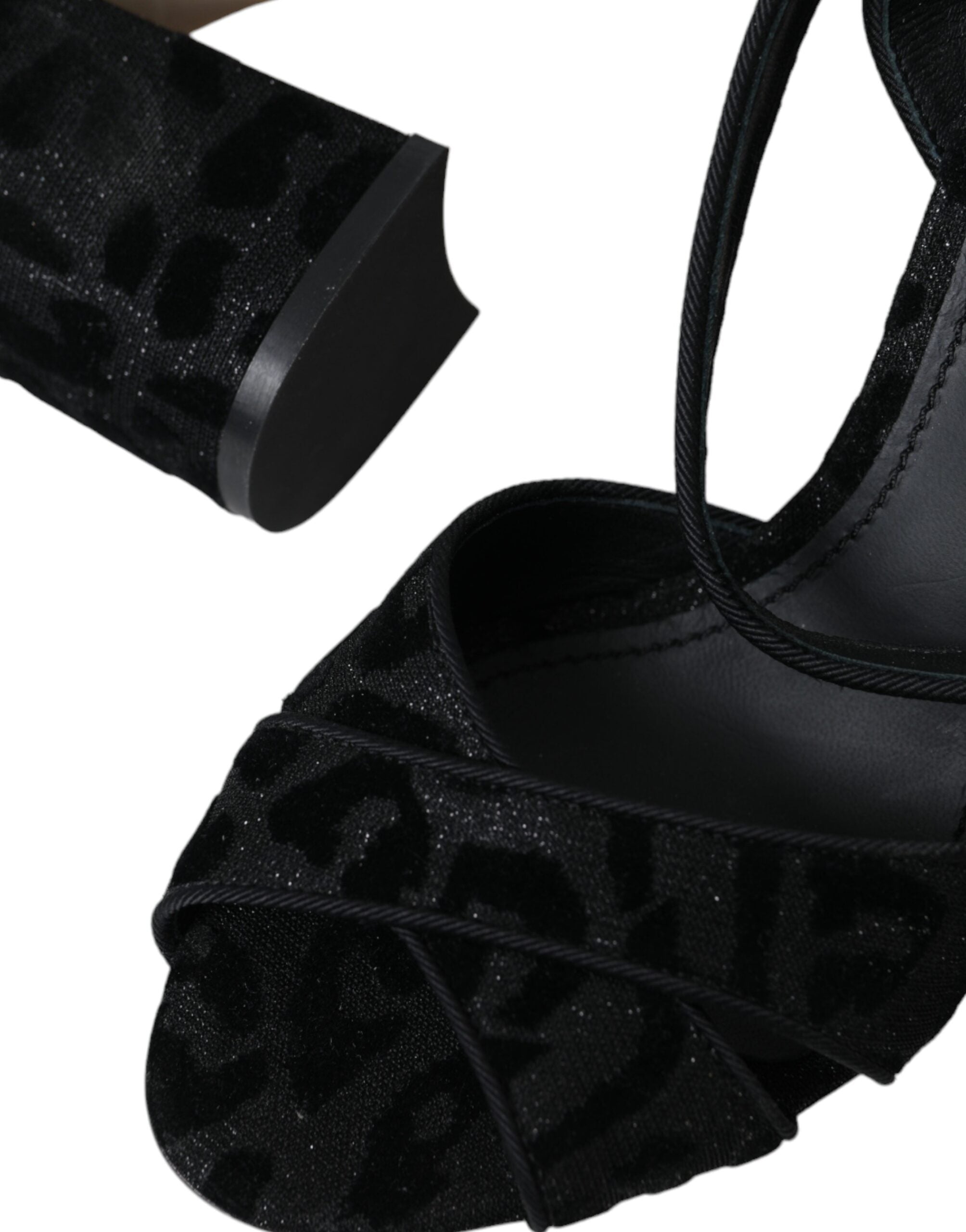 Dolce & Gabbana – Black Leopard Suede Block Heel Sandals