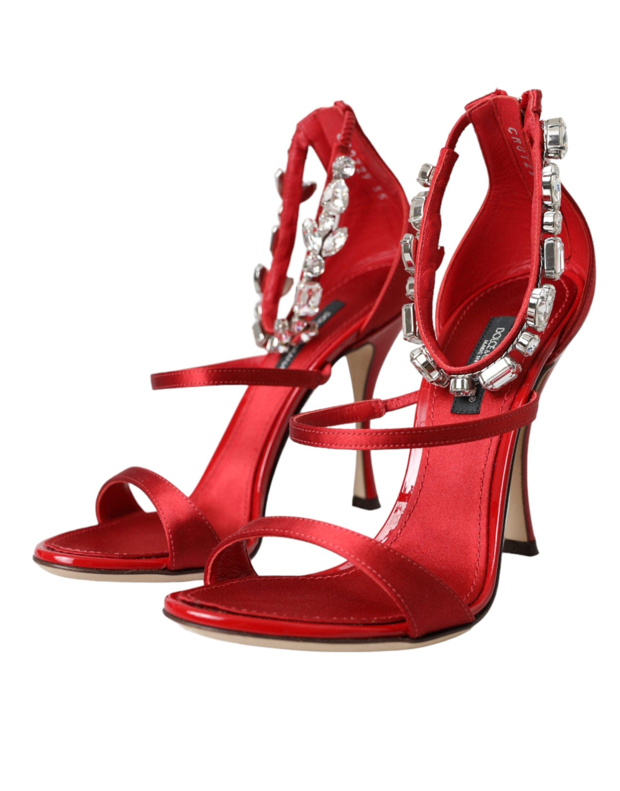 Dolce & Gabbana – Red Satin Keira Crystal Sandals