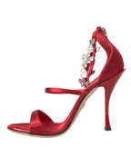 Dolce & Gabbana – Red Satin Keira Crystal Sandals