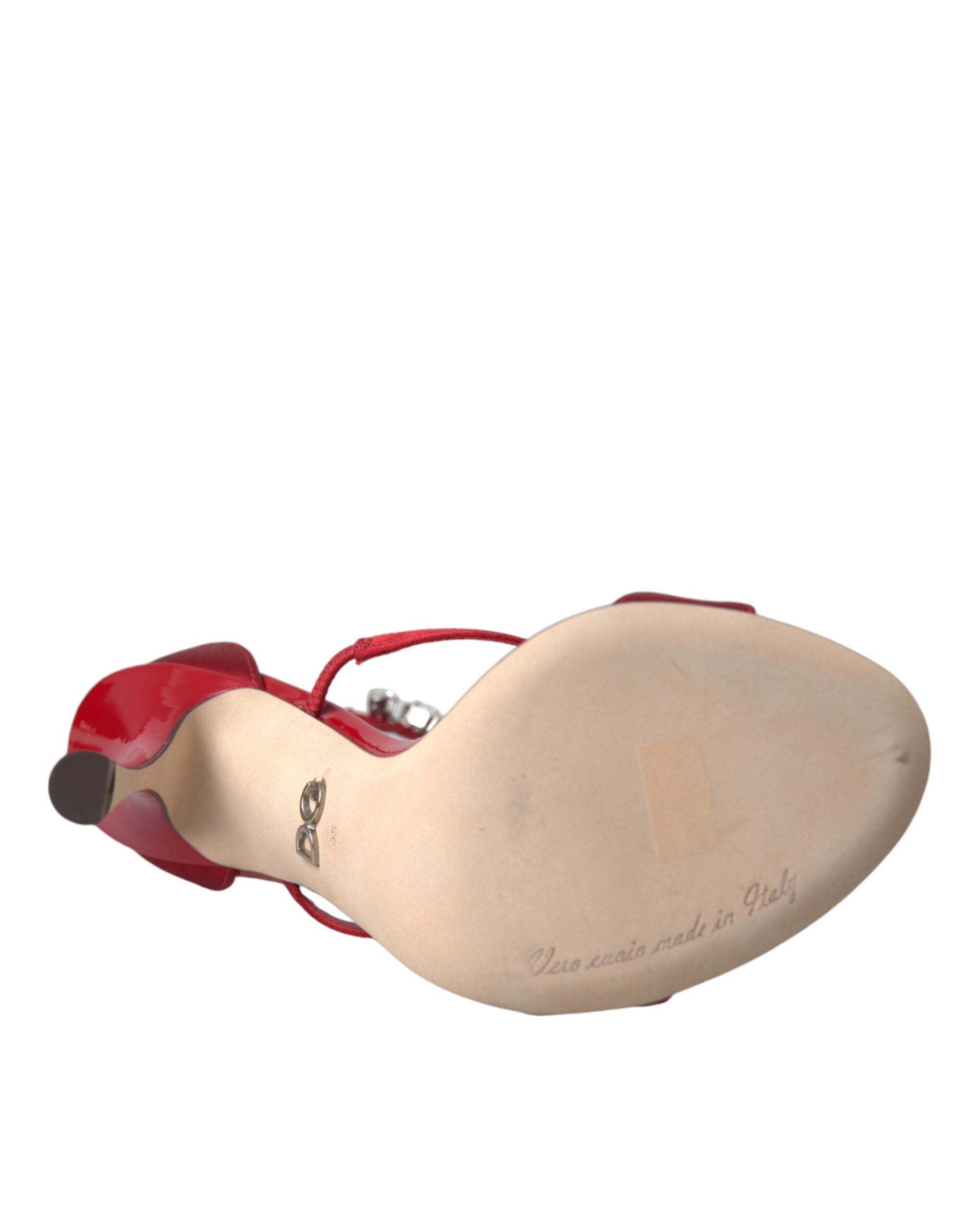 Dolce & Gabbana – Red Satin Keira Crystal Sandals