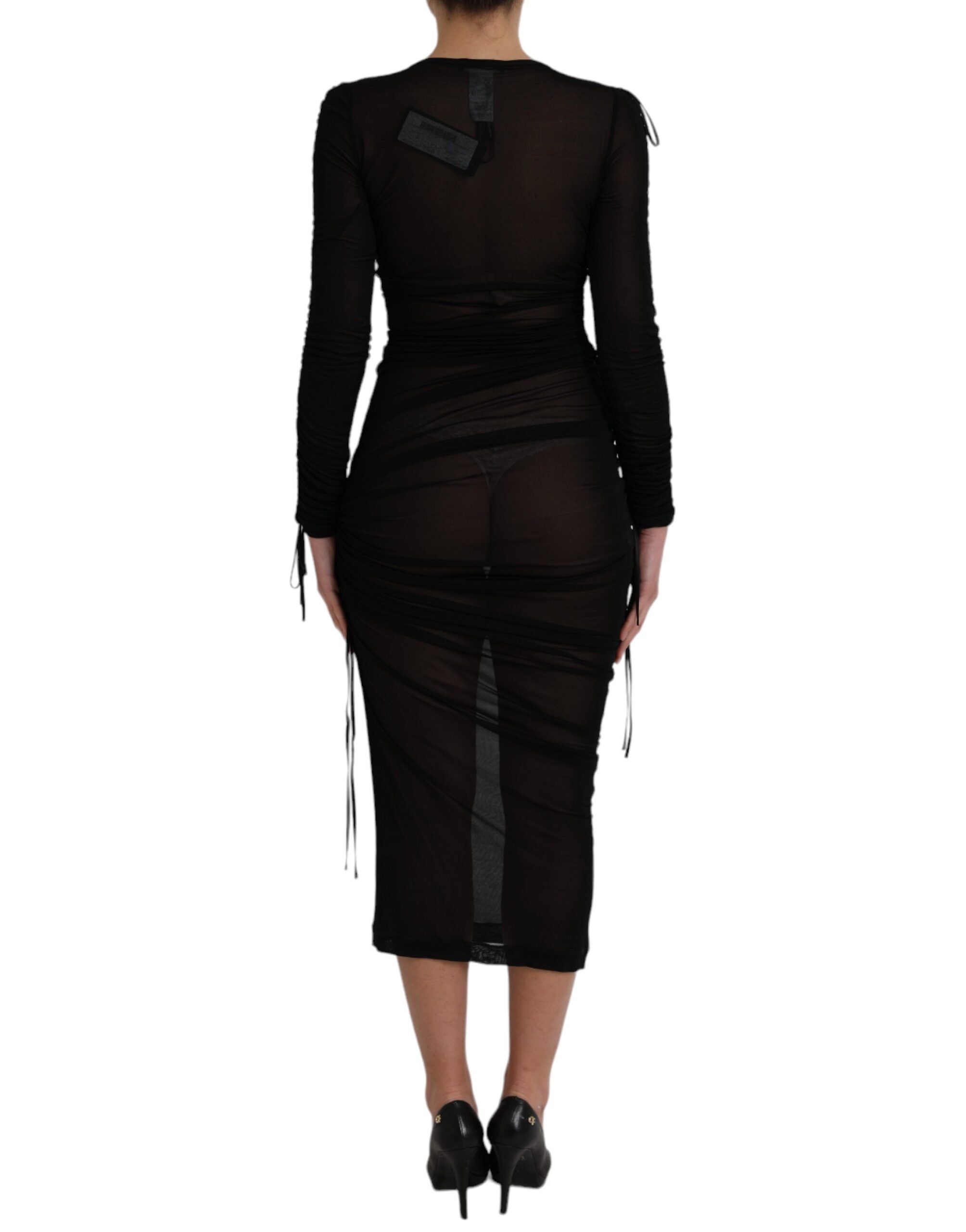Dolce & Gabbana - Black Sheer Bodycon Sheath Midi Dress
