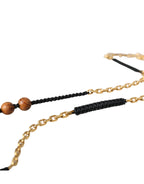Dolce & Gabbana - Black Gold Wooden Beaded Logo Pendant