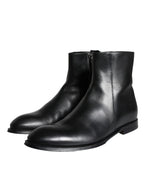 Dolce & Gabbana - Black Calf Leather Men Ankle Boots