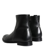 Dolce & Gabbana - Black Calf Leather Men Ankle Boots