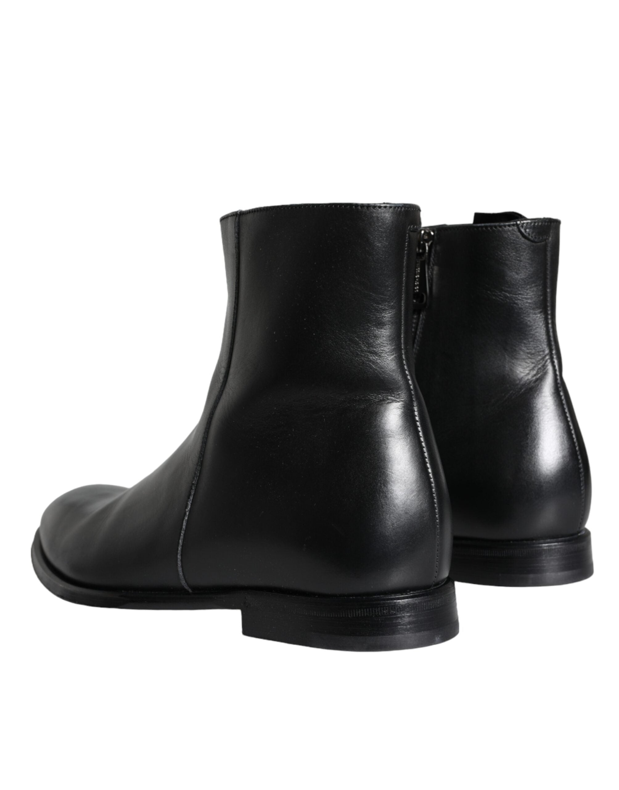 Dolce & Gabbana - Black Calf Leather Men Ankle Boots