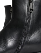 Dolce & Gabbana - Black Calf Leather Men Ankle Boots